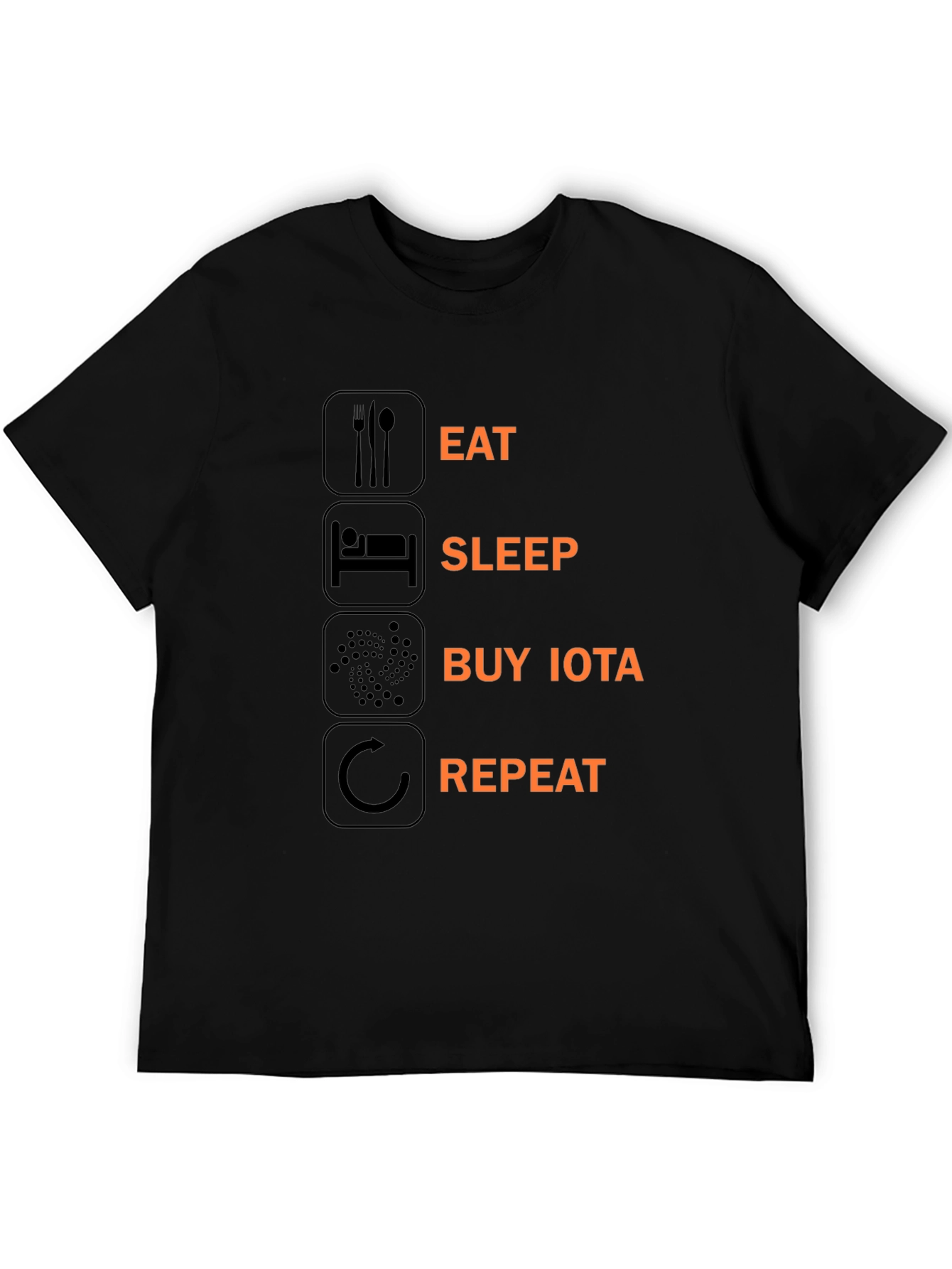Eat Sleep Buy IOTA Repeat Black T-Shirt