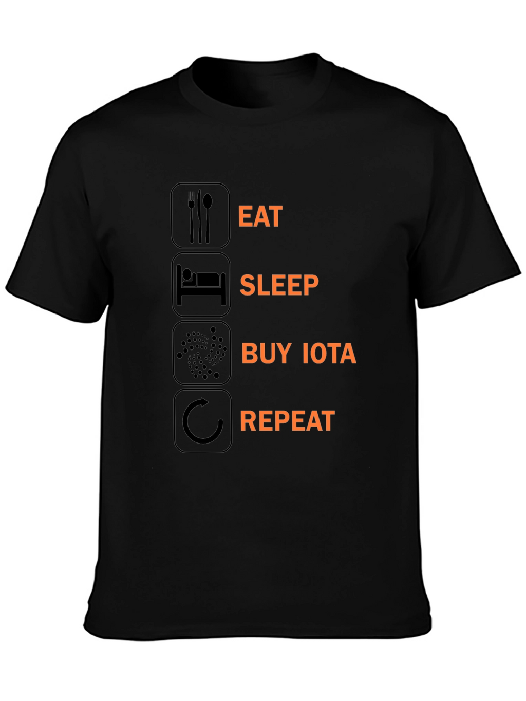 Eat Sleep Buy IOTA Repeat Black T-Shirt