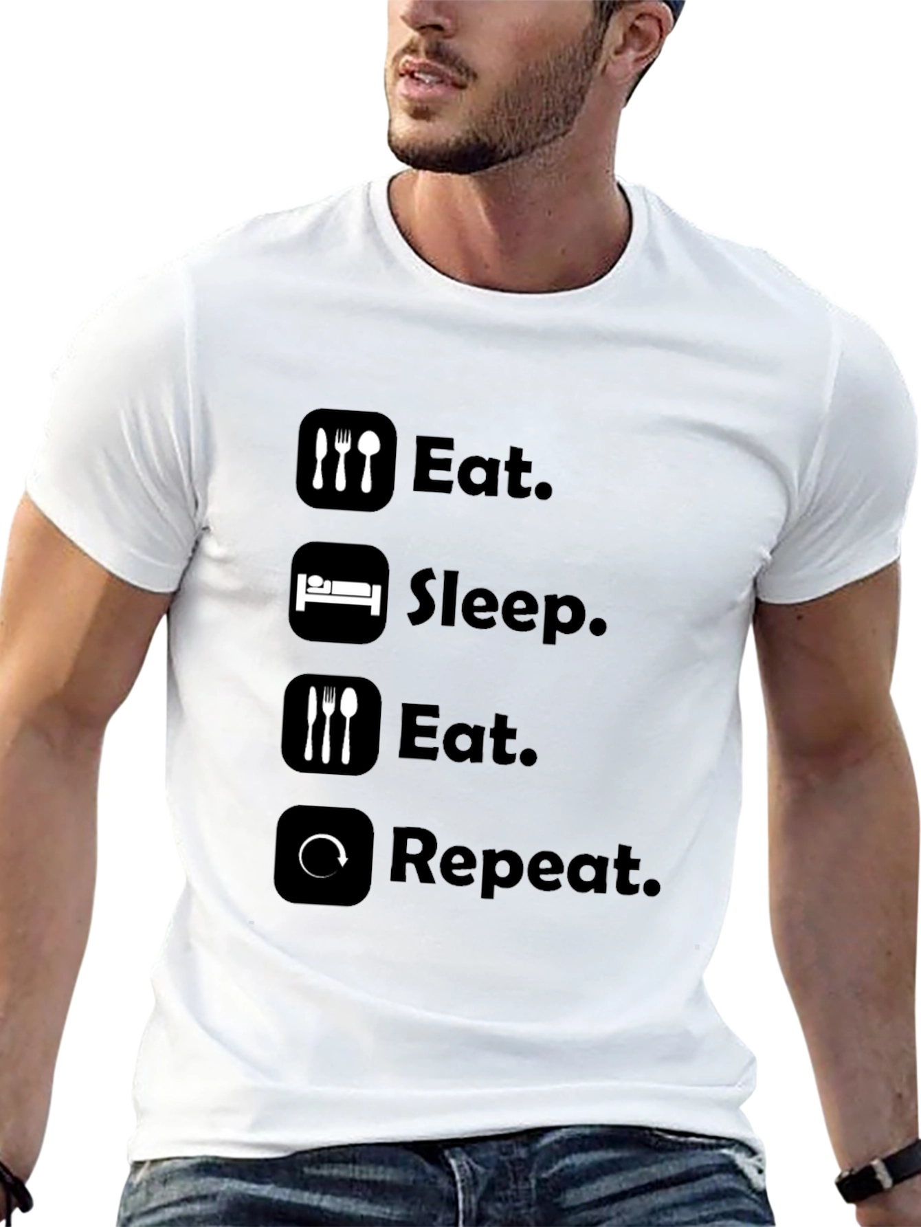 Eat Sleep Repeat T-Shirt - Funny Graphic Tee