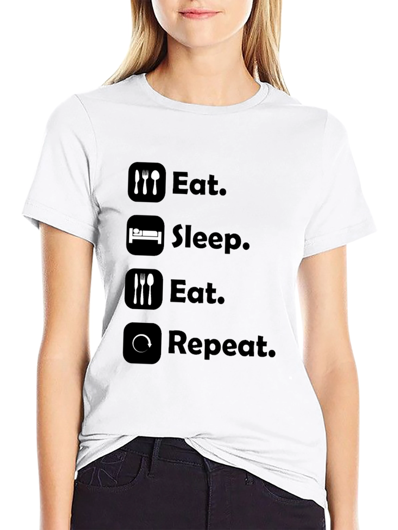 Eat Sleep Repeat T-Shirt - Funny Graphic Tee