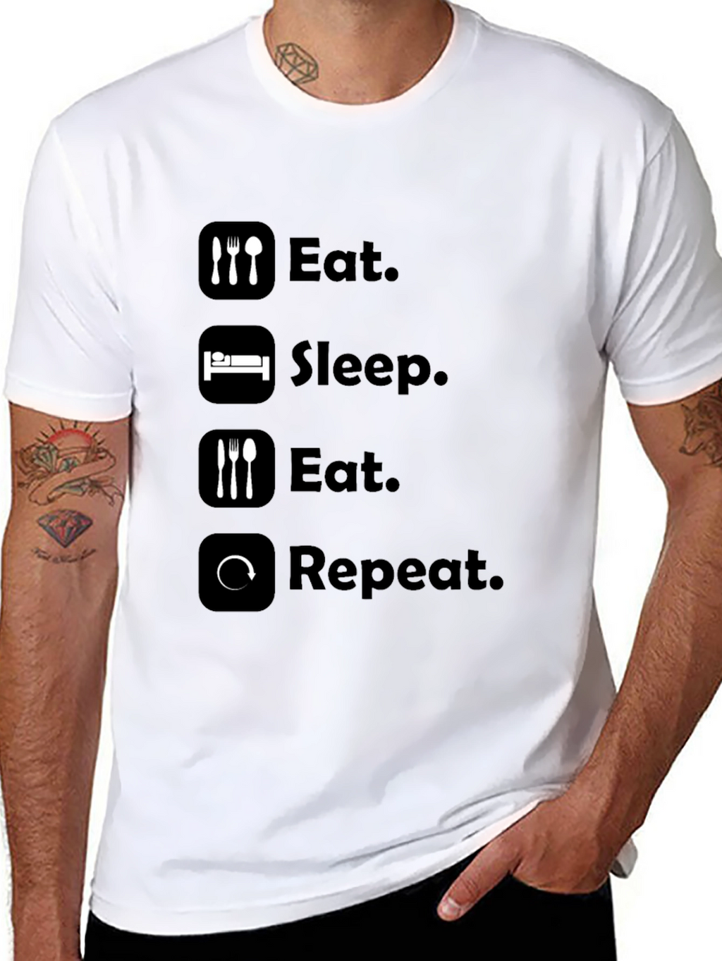 Eat Sleep Repeat T-Shirt - Funny Graphic Tee