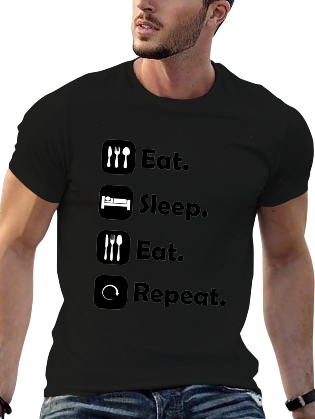 Eat Sleep Repeat T-Shirt - Funny Graphic Tee