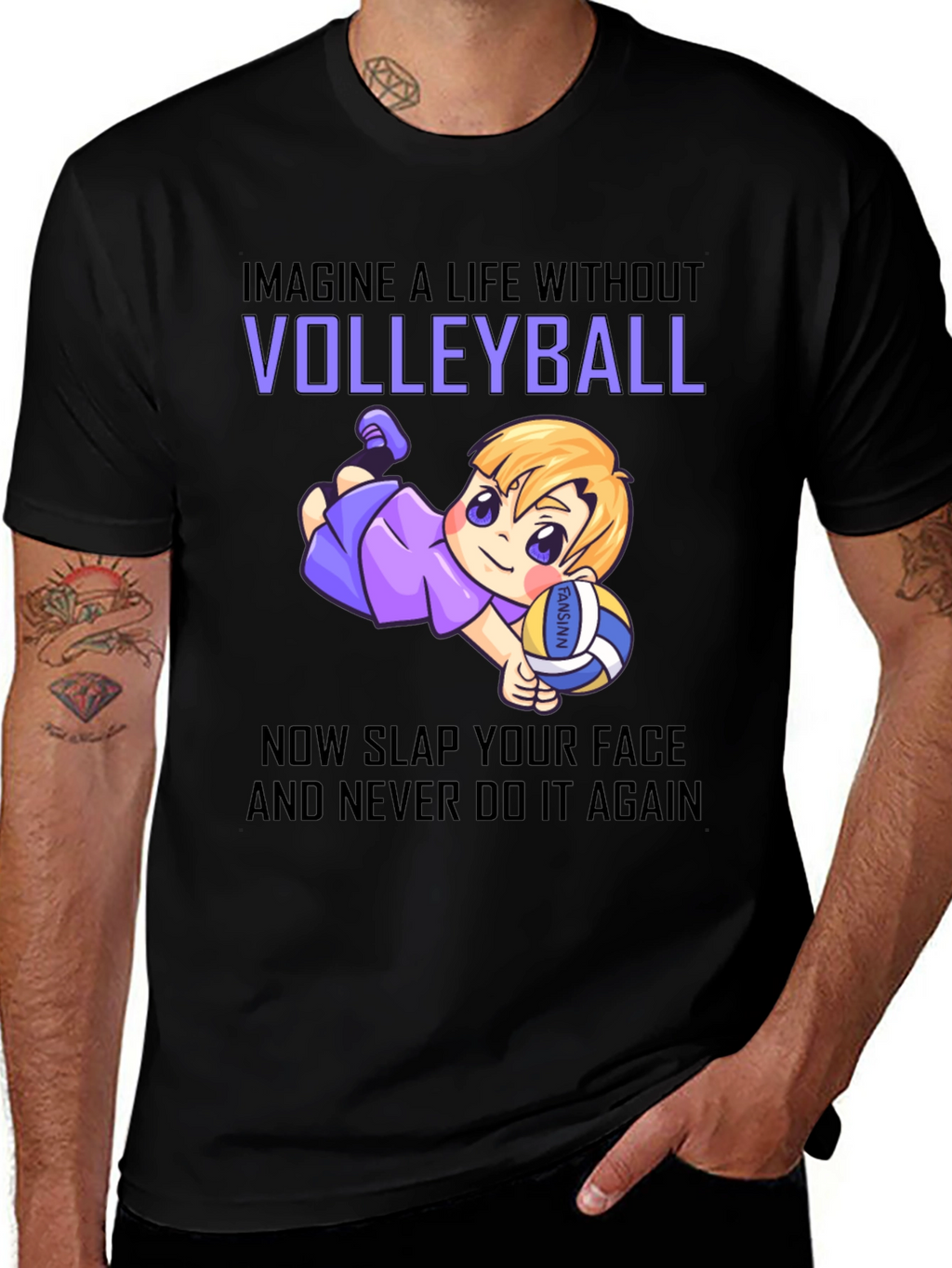 Volleyball Cartoon Graphic T-Shirt