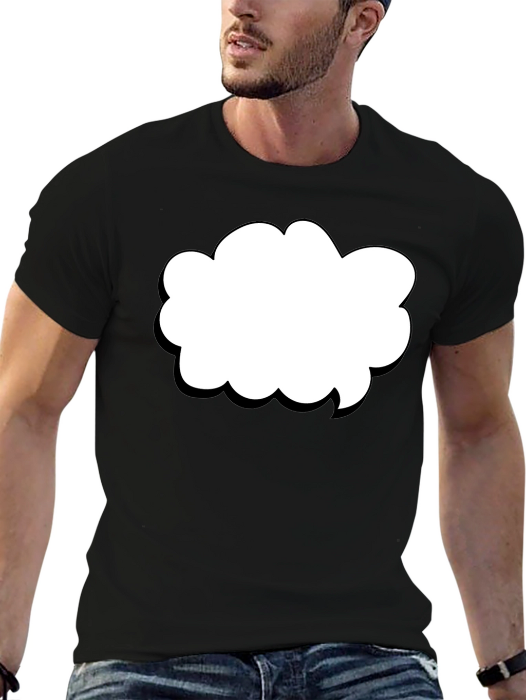 Black T-Shirt with Cloud Graphic