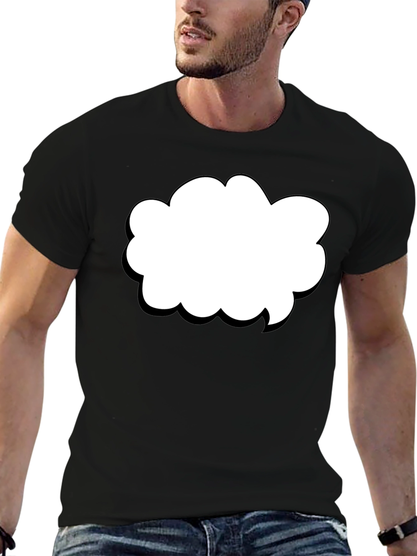 Black T-Shirt with Cloud Graphic