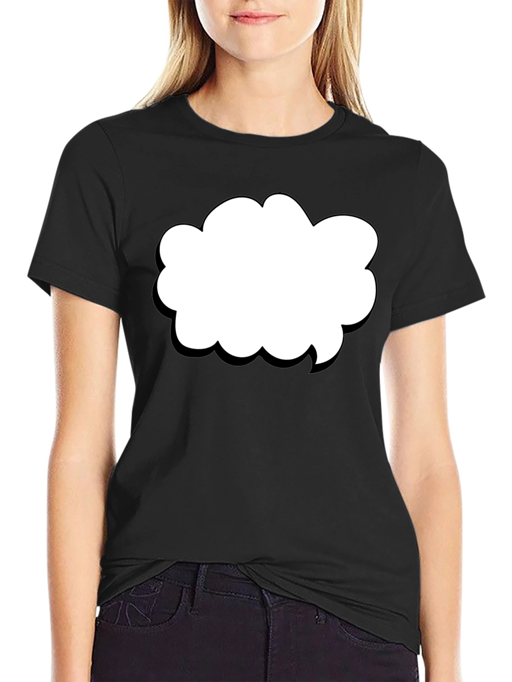 Black T-Shirt with Cloud Graphic