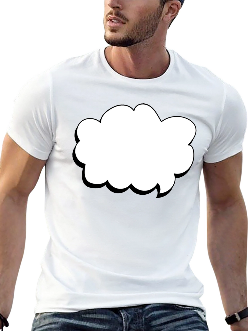 Black T-Shirt with Cloud Graphic
