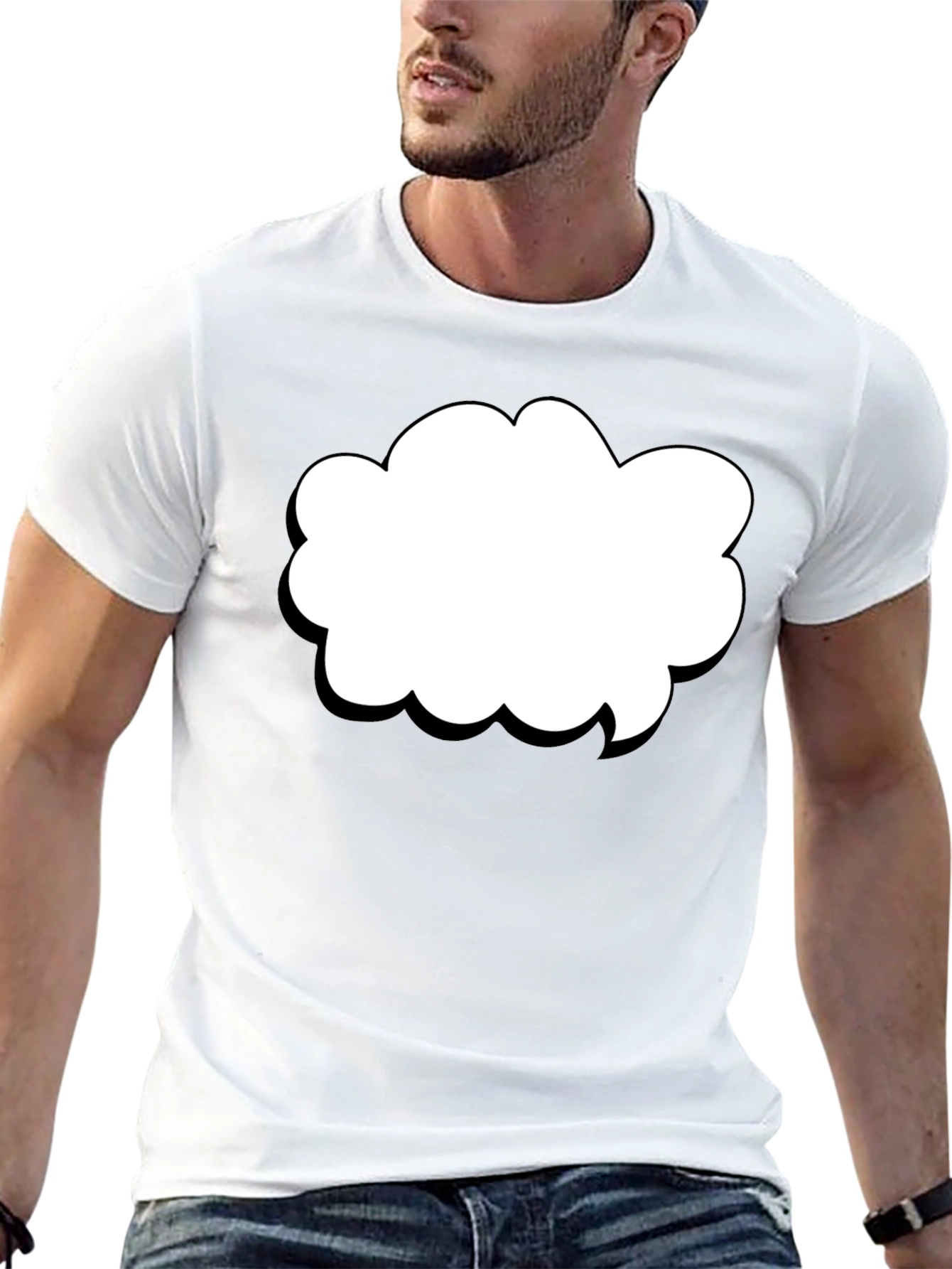 Black T-Shirt with Cloud Graphic