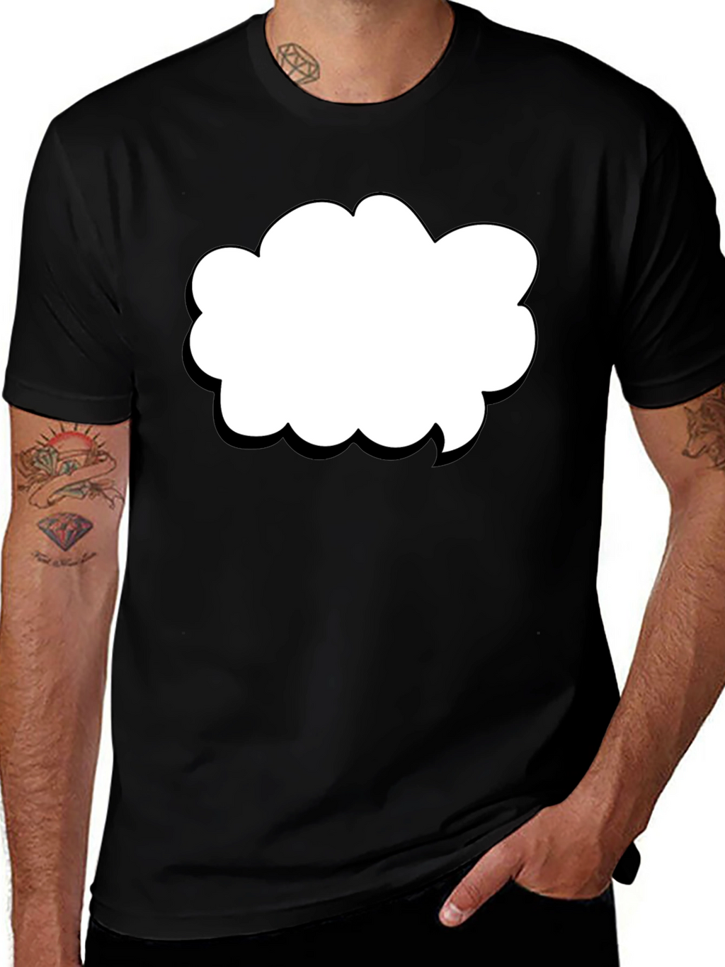 Black T-Shirt with Cloud Graphic