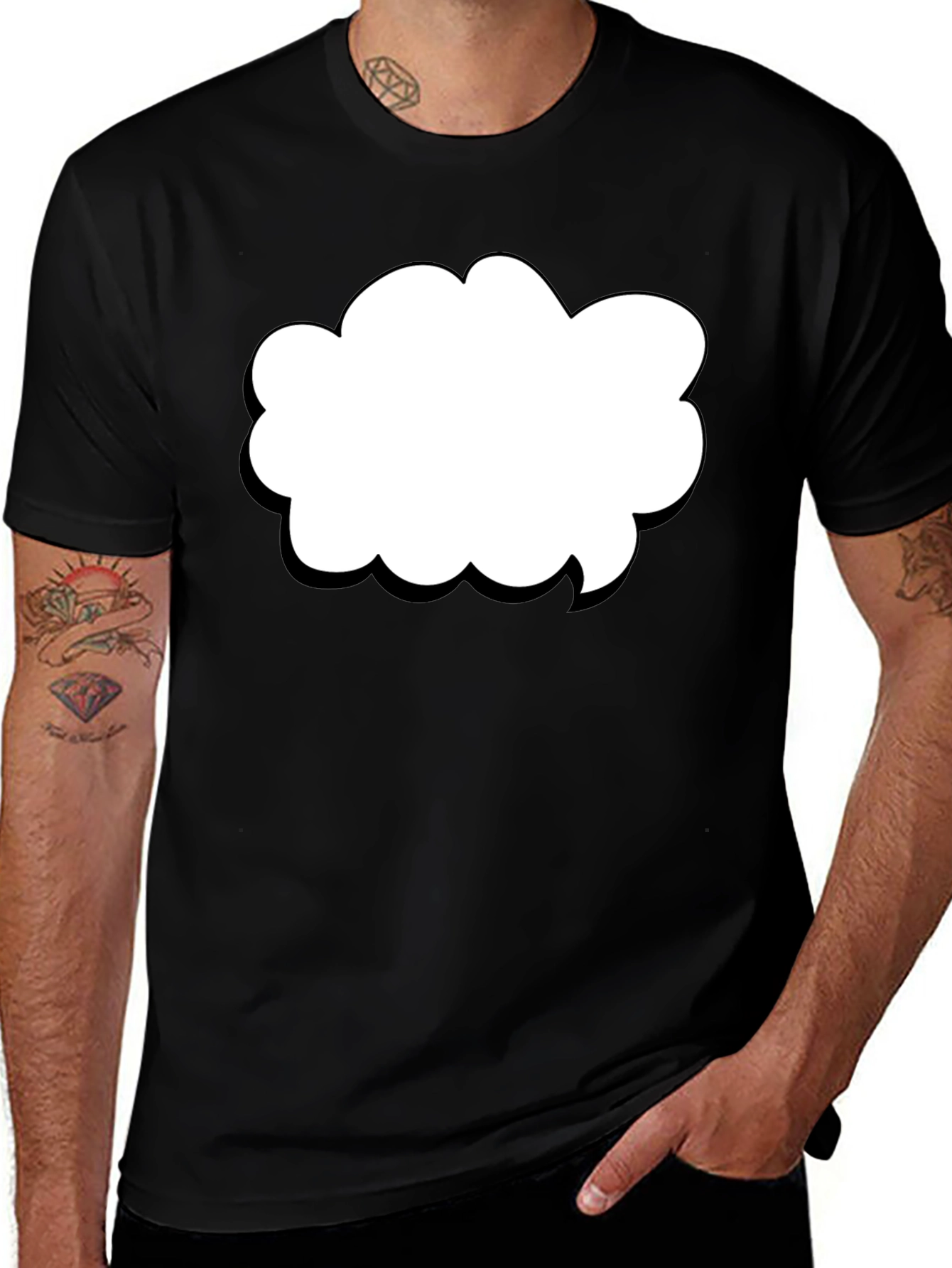 Black T-Shirt with Cloud Graphic