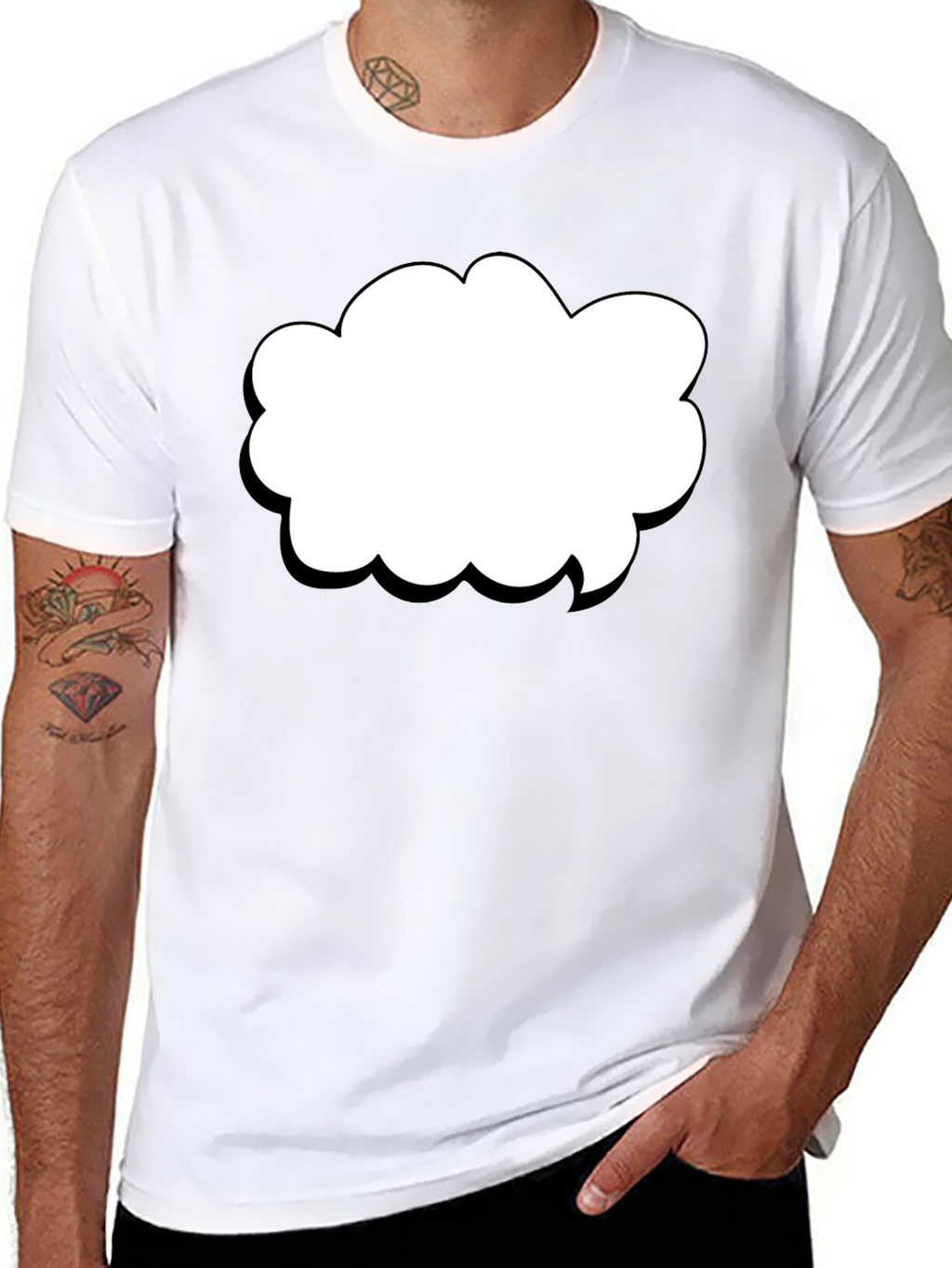 Black T-Shirt with Cloud Graphic