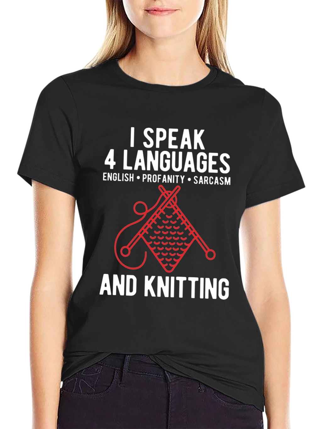 I Speak 4 Languages Knitting Graphic T-Shirt