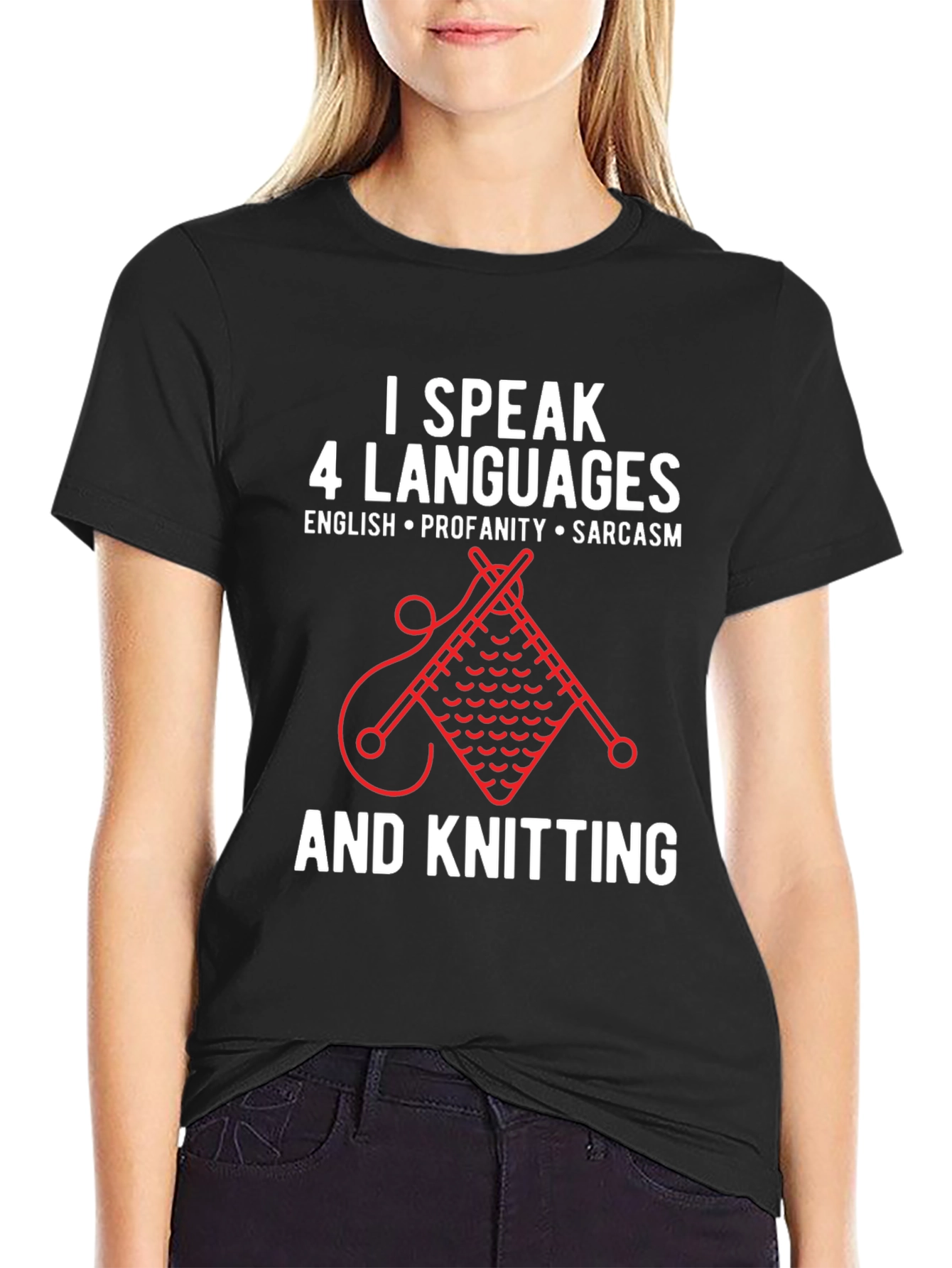 I Speak 4 Languages Knitting Graphic T-Shirt