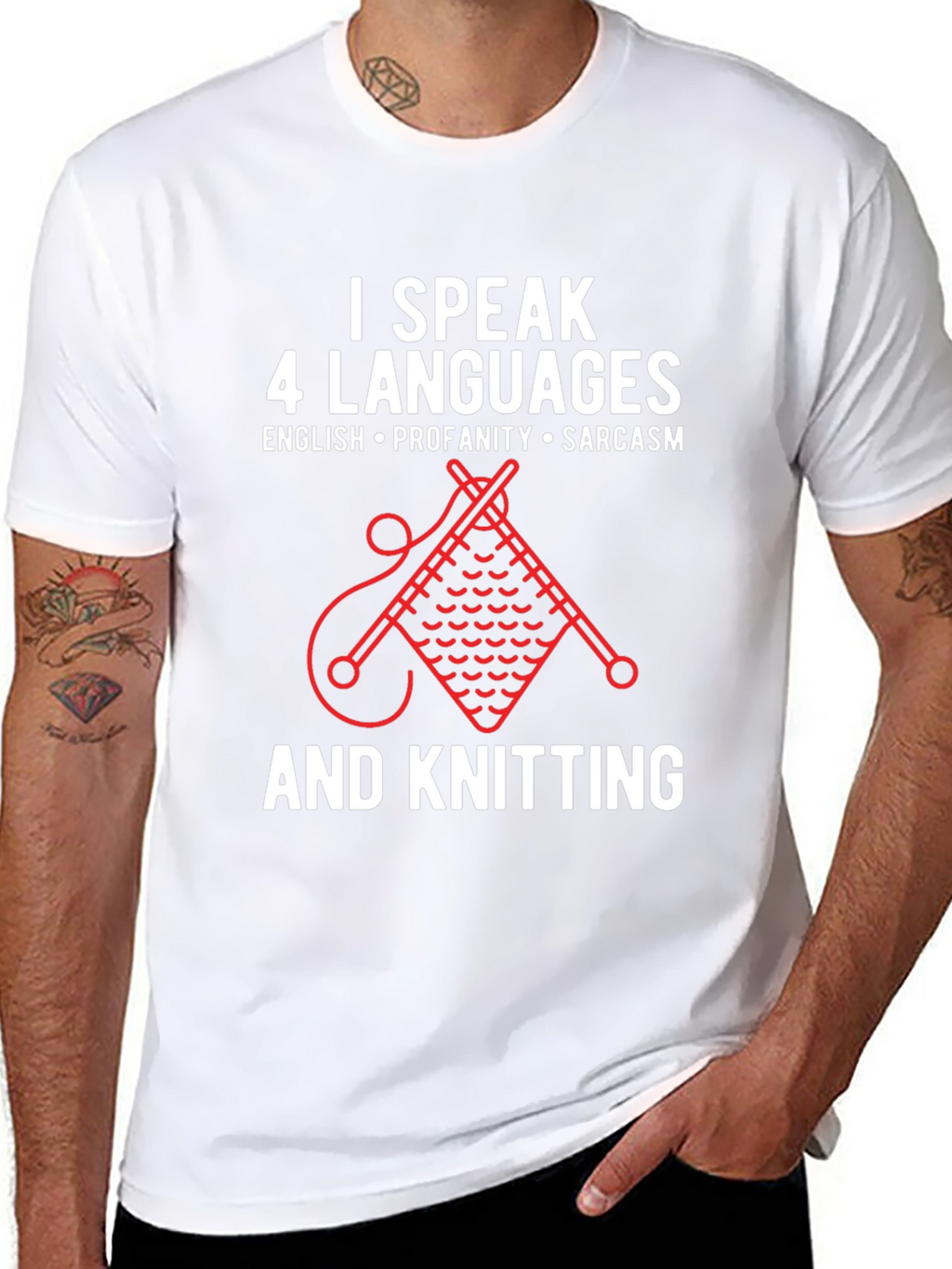 I Speak 4 Languages Knitting Graphic T-Shirt