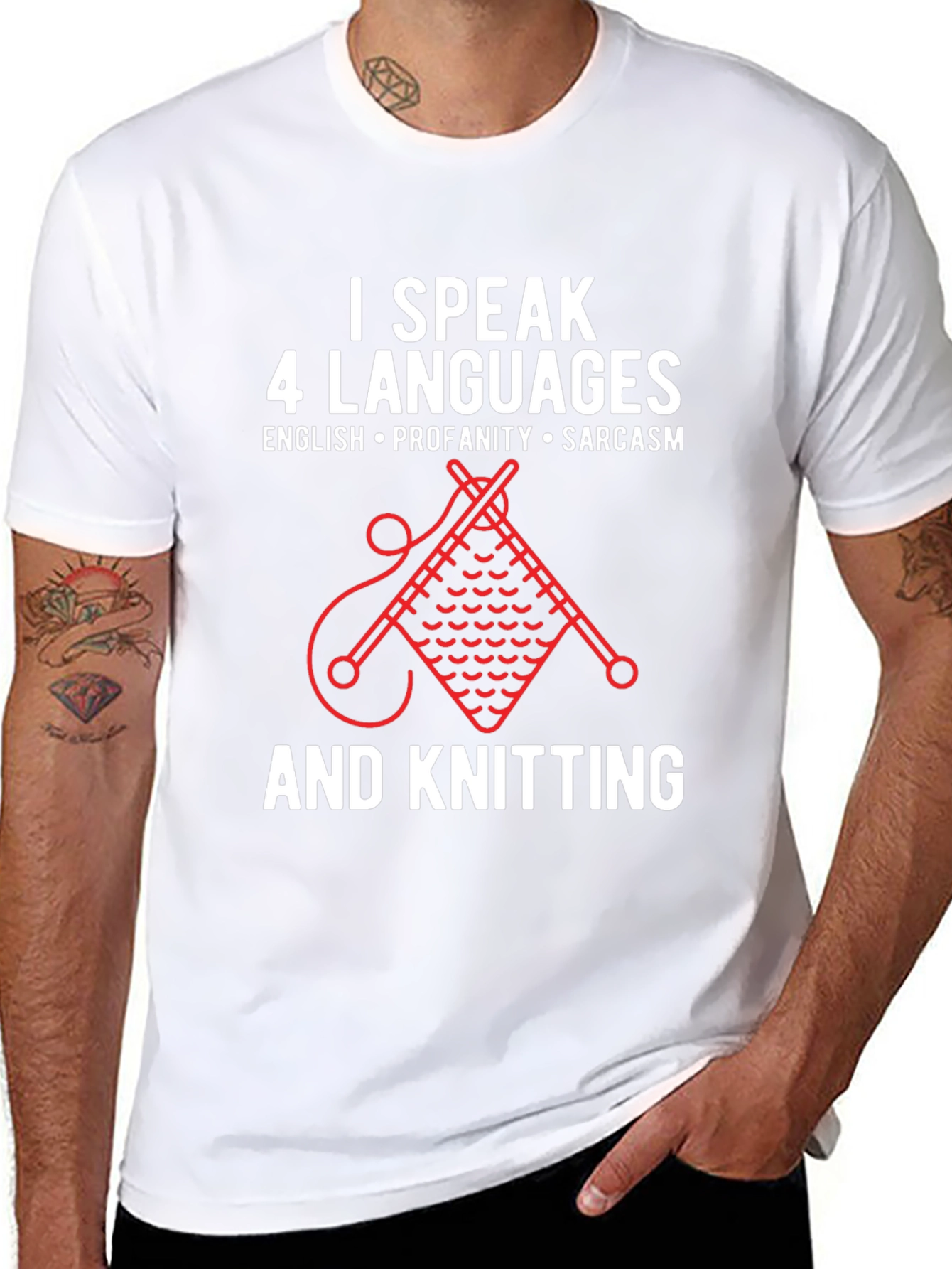 I Speak 4 Languages Knitting Graphic T-Shirt