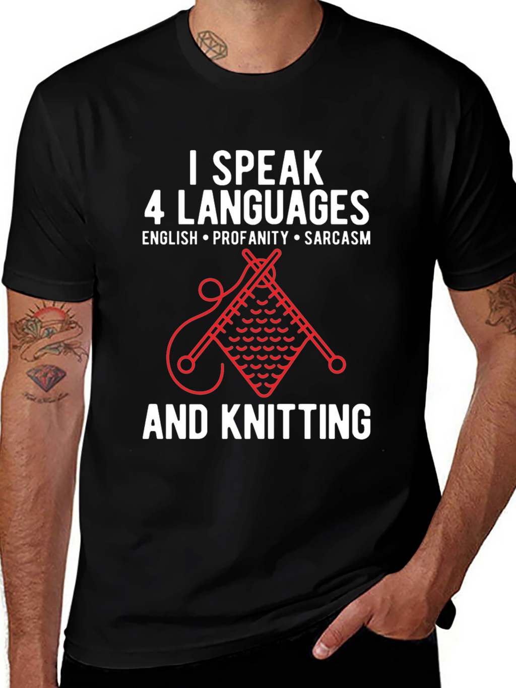 I Speak 4 Languages Knitting Graphic T-Shirt