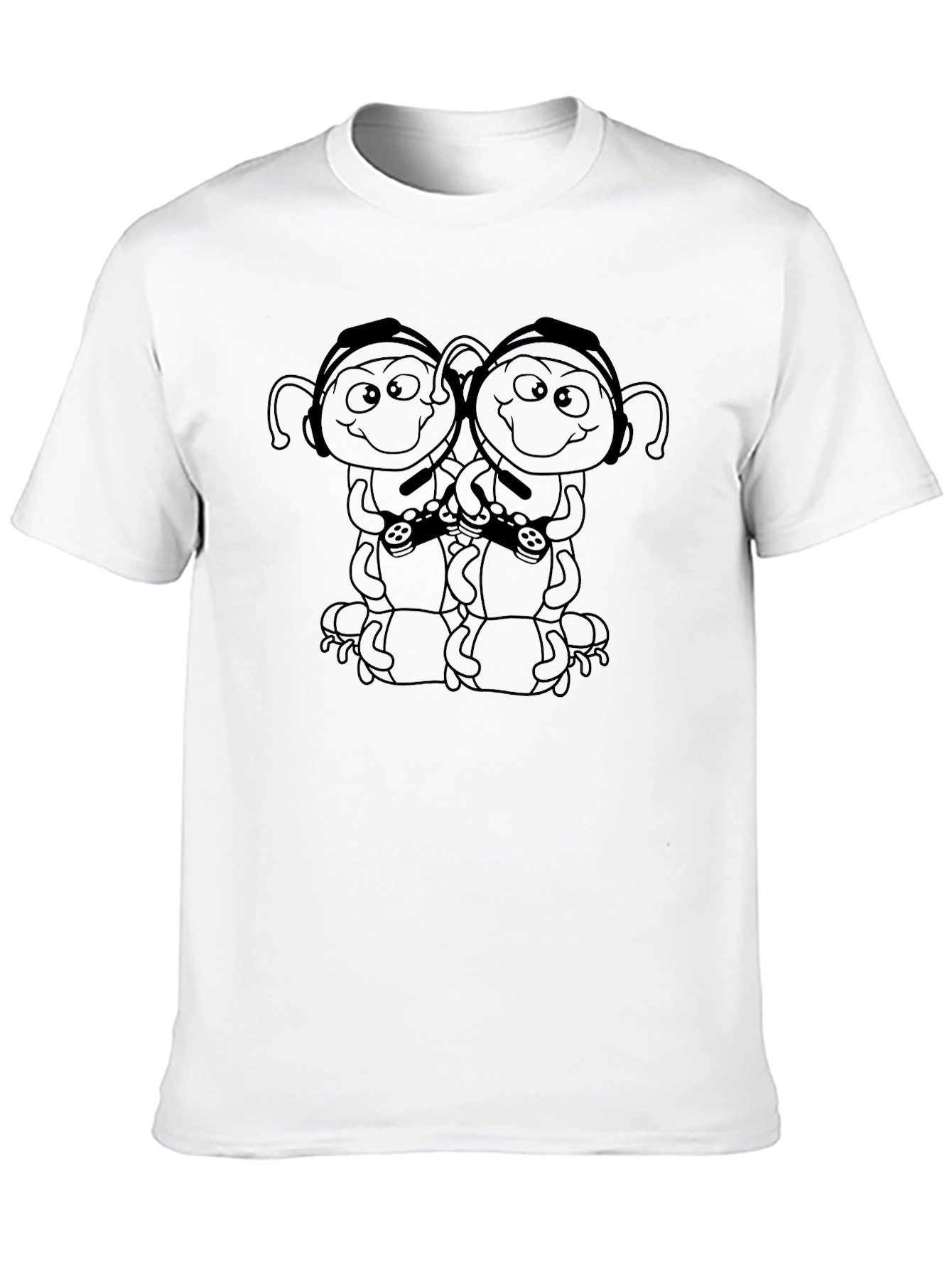 Gamer Bug Black T-Shirt - Cartoon Style