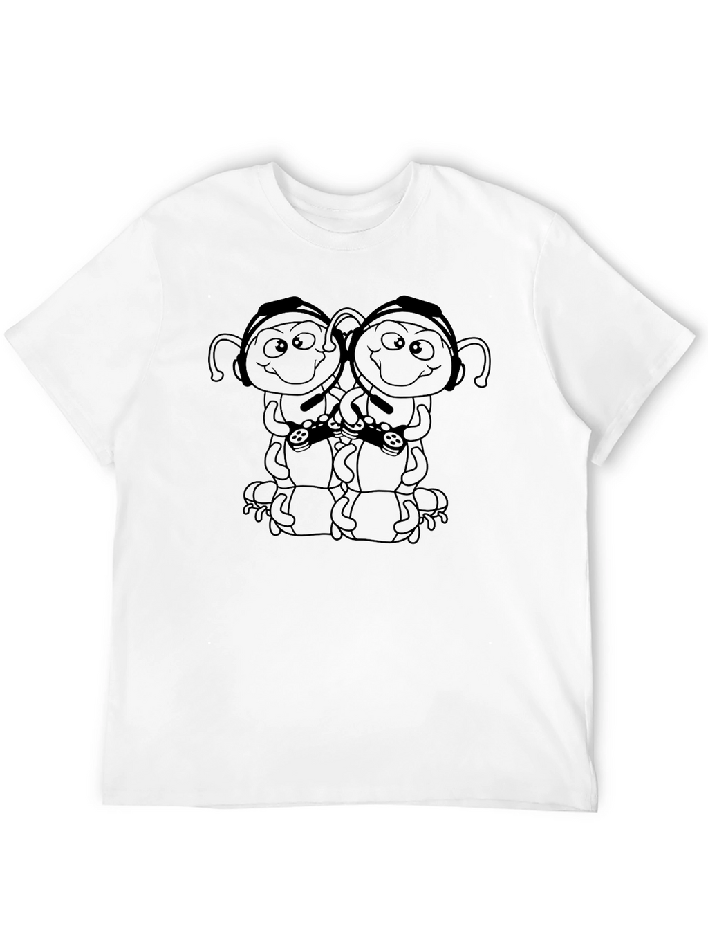 Gamer Bug Black T-Shirt - Cartoon Style