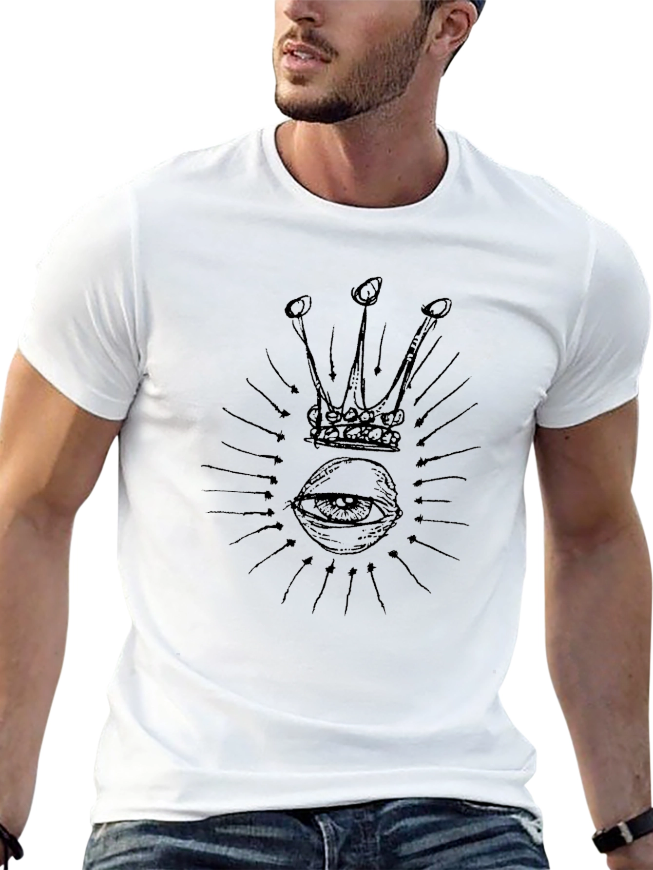 Eye & Crown Graphic Tee - Black Cotton Blend