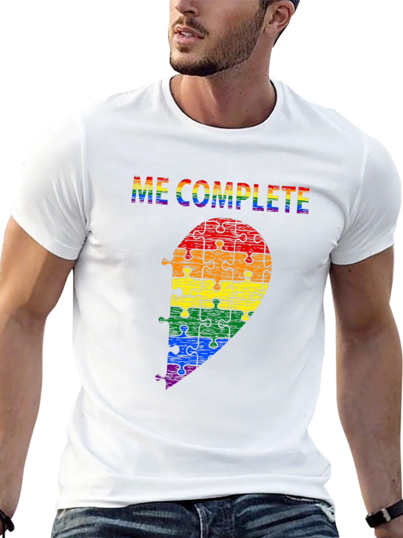 Me Complete LGBTQ Rainbow Puzzle Piece T-Shirt