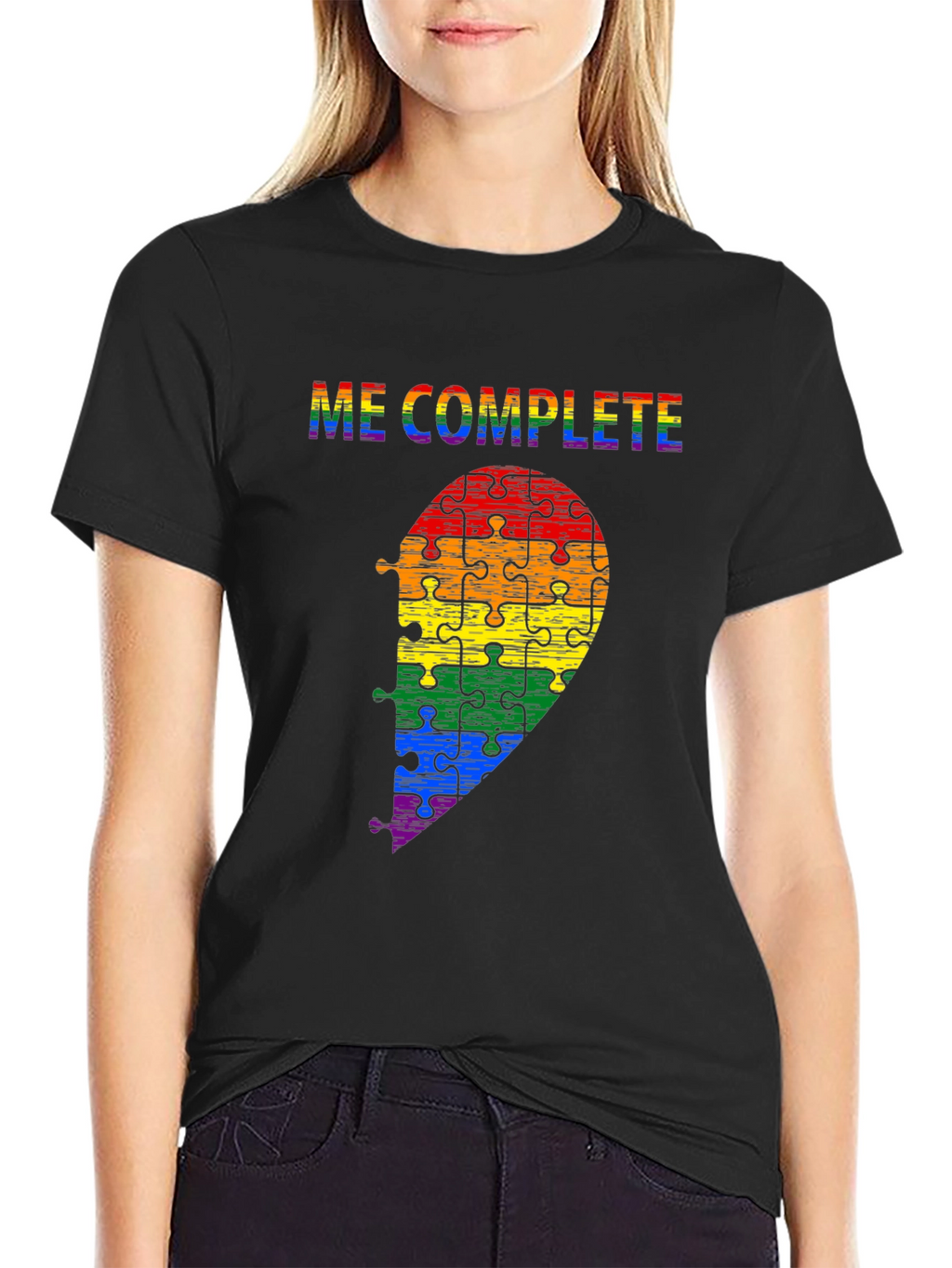 Me Complete LGBTQ Rainbow Puzzle Piece T-Shirt