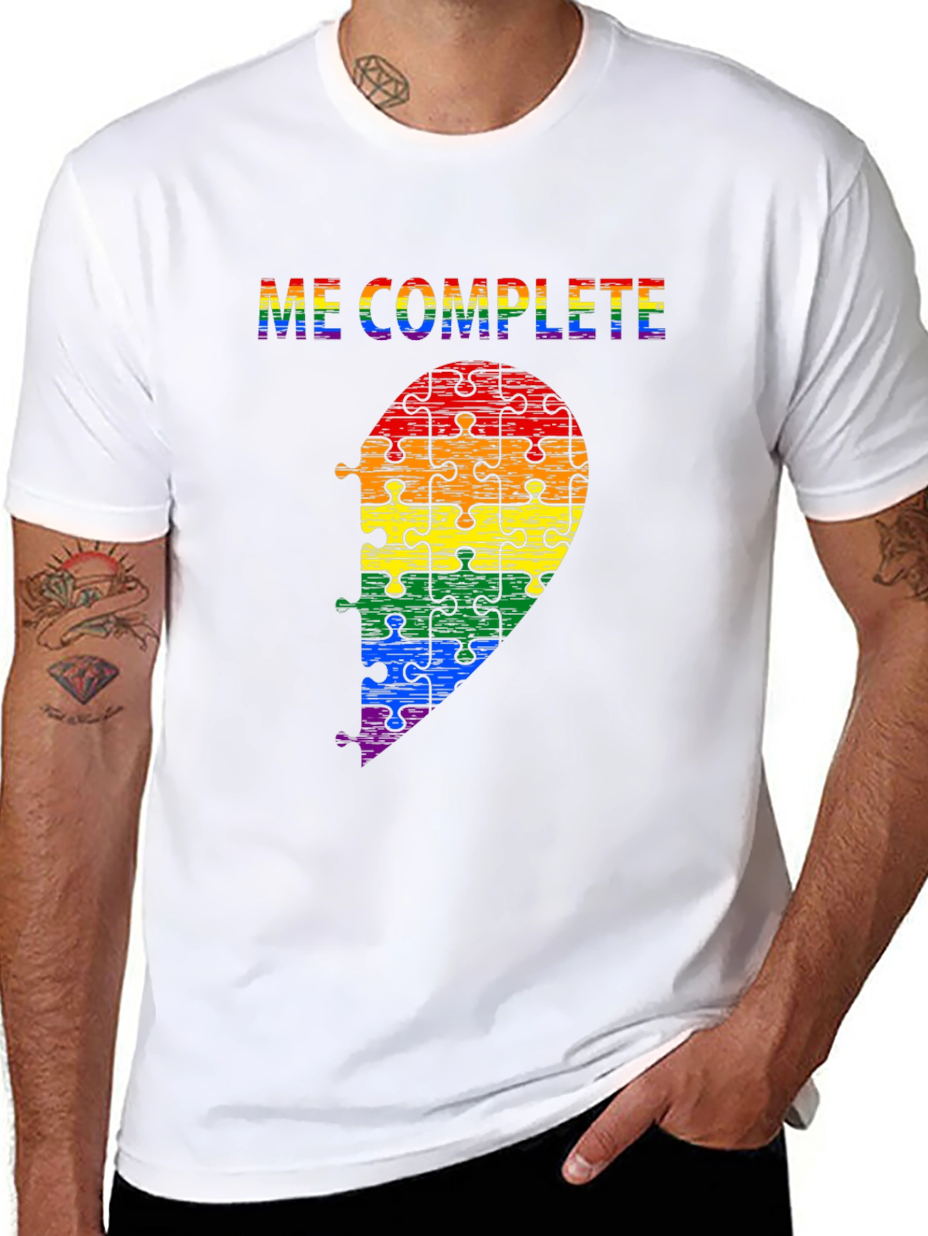 Me Complete LGBTQ Rainbow Puzzle Piece T-Shirt