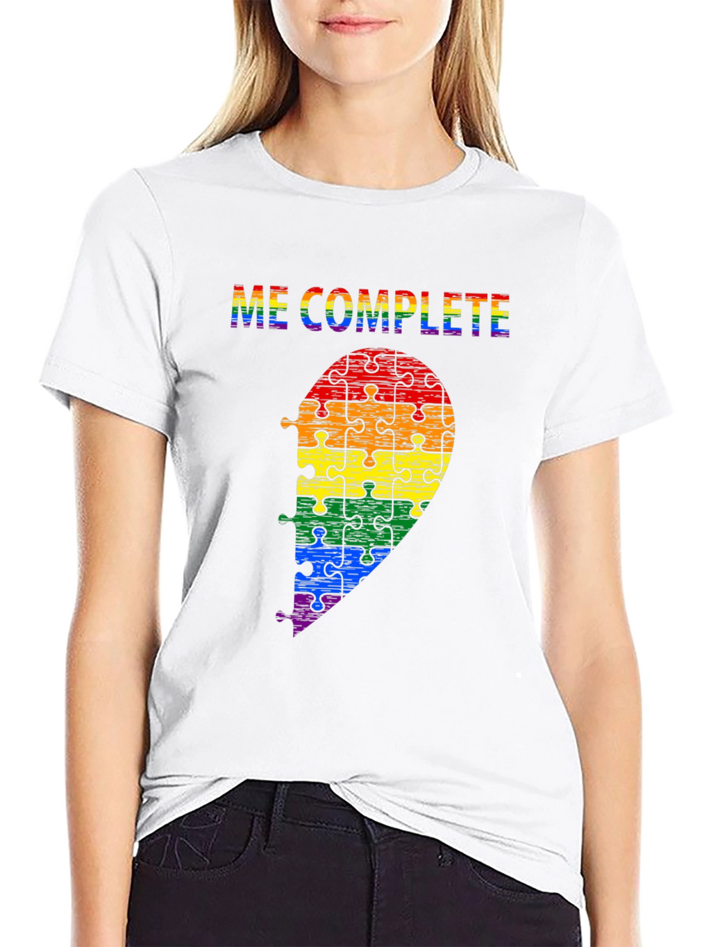 Me Complete LGBTQ Rainbow Puzzle Piece T-Shirt