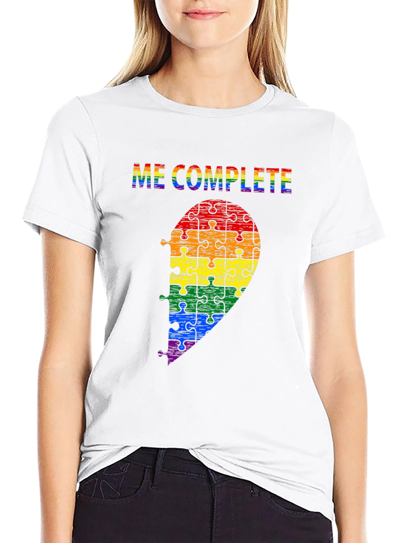 Me Complete LGBTQ Rainbow Puzzle Piece T-Shirt