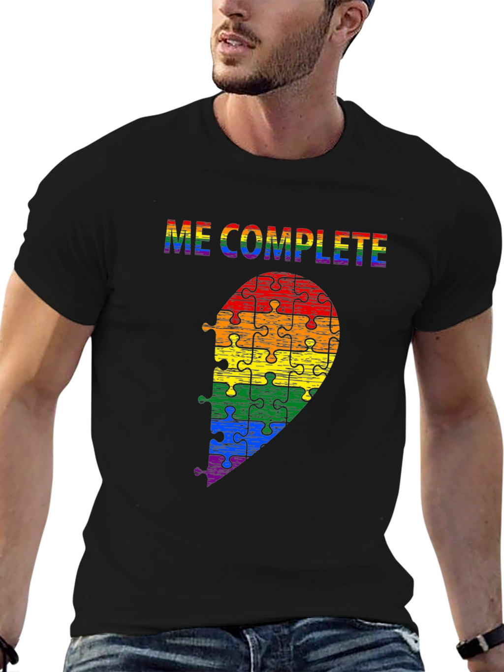 Me Complete LGBTQ Rainbow Puzzle Piece T-Shirt