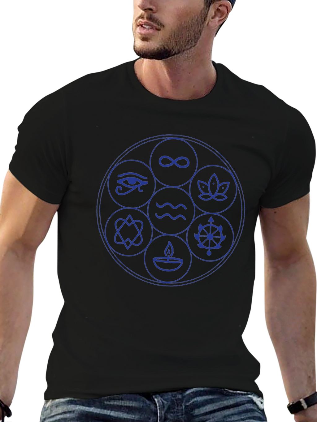 Mystic Symbols Graphic T-Shirt - Black
