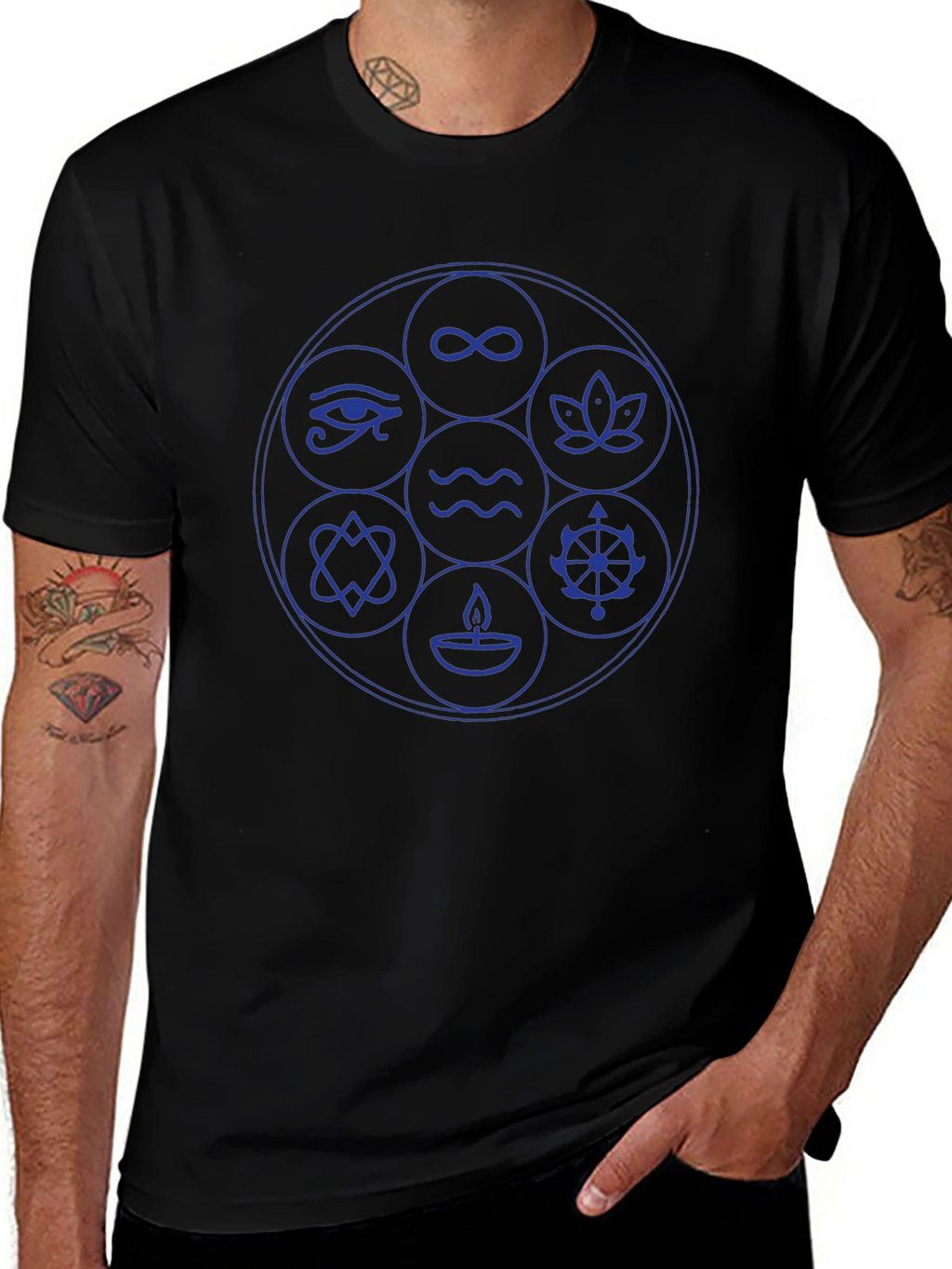 Mystic Symbols Graphic T-Shirt - Black