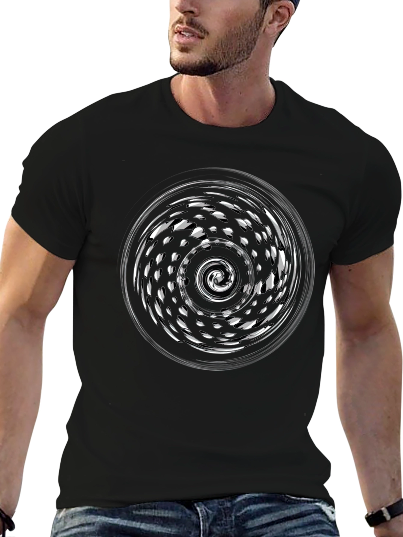 Abstract Swirl Graphic T-Shirt - Stylish Mens Tee