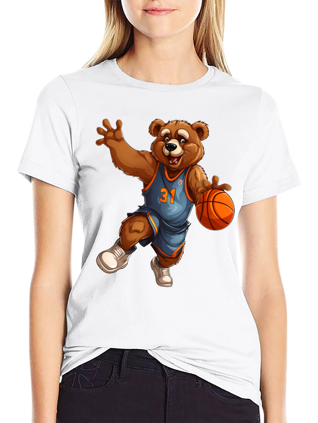 Basketball Bear Graphic Tee - Cool Cartoon Design