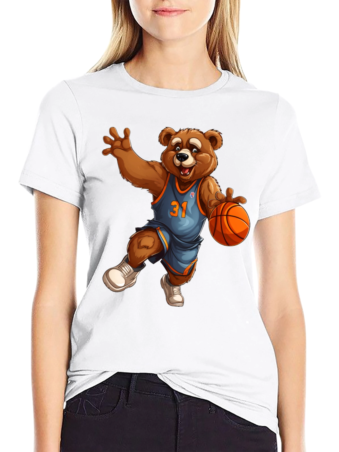 Basketball Bear Graphic Tee - Cool Cartoon Design