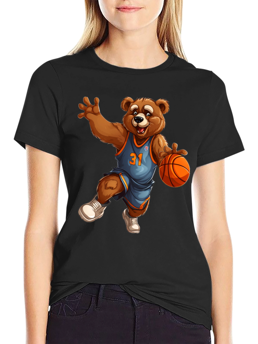 Basketball Bear Graphic Tee - Cool Cartoon Design