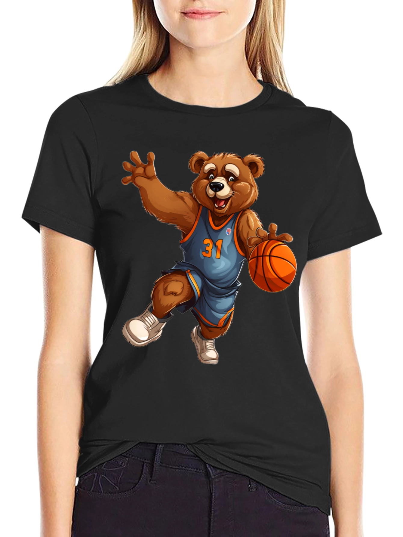 Basketball Bear Graphic Tee - Cool Cartoon Design