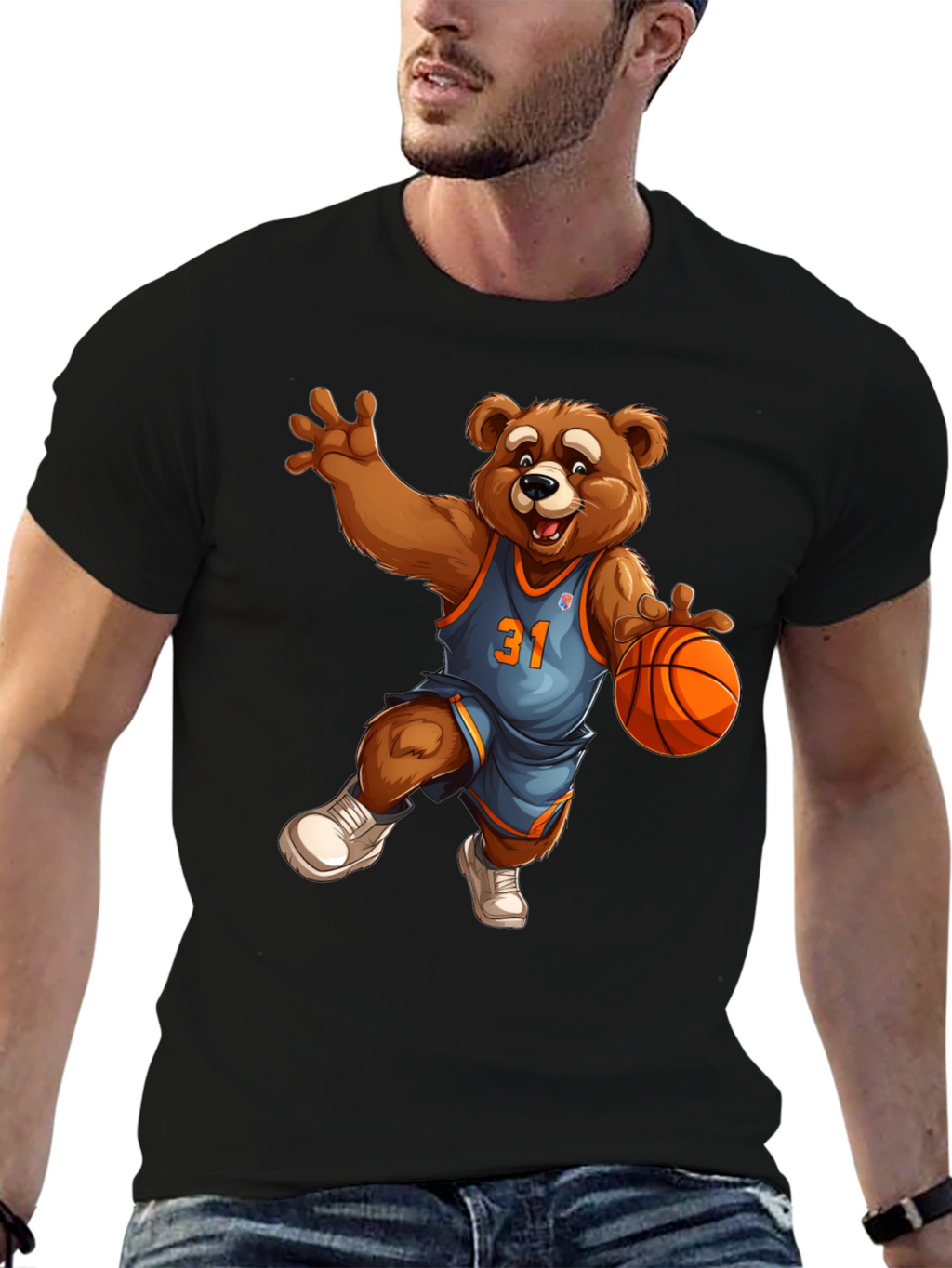 Basketball Bear Graphic Tee - Cool Cartoon Design