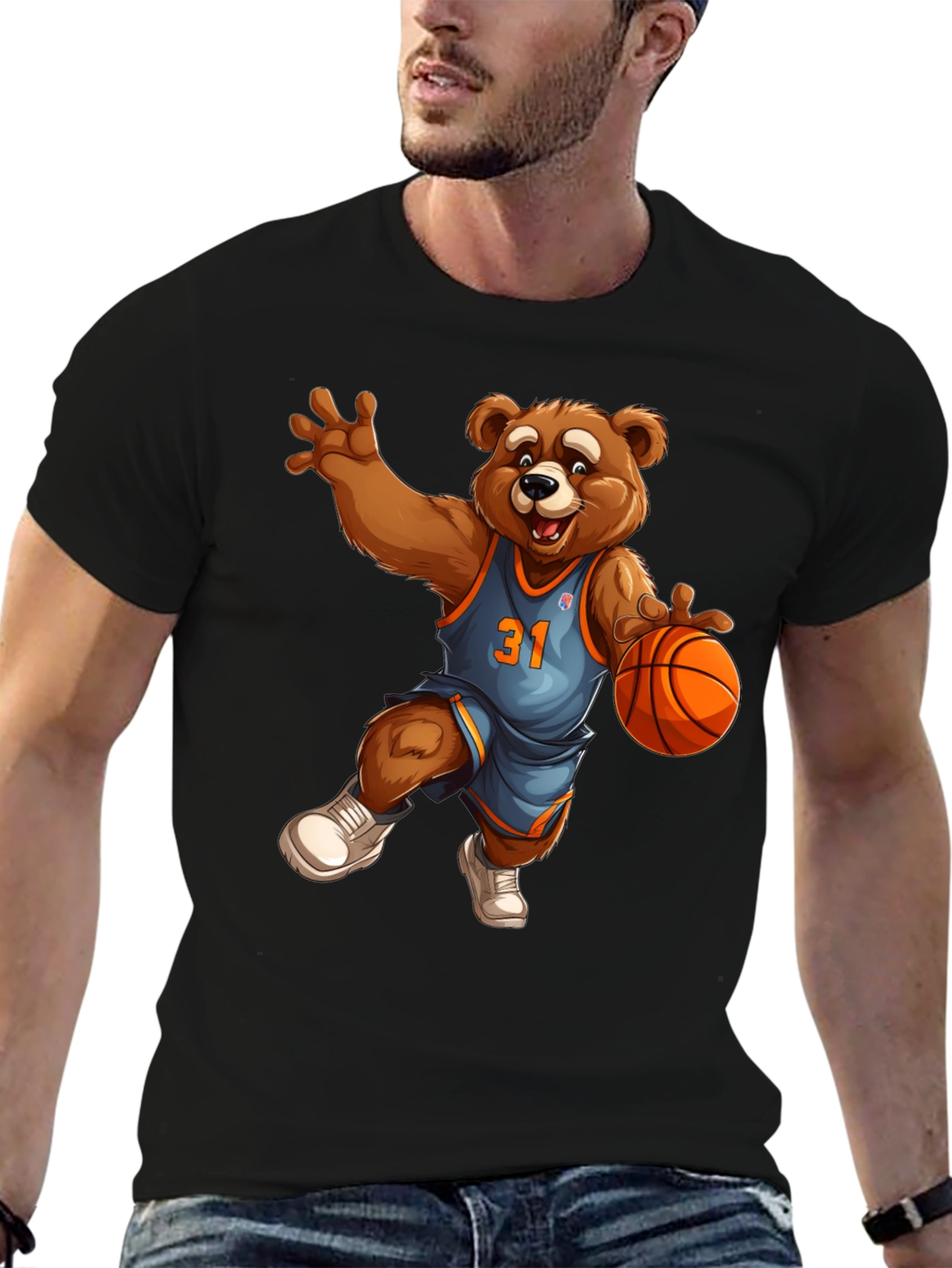 Basketball Bear Graphic Tee - Cool Cartoon Design