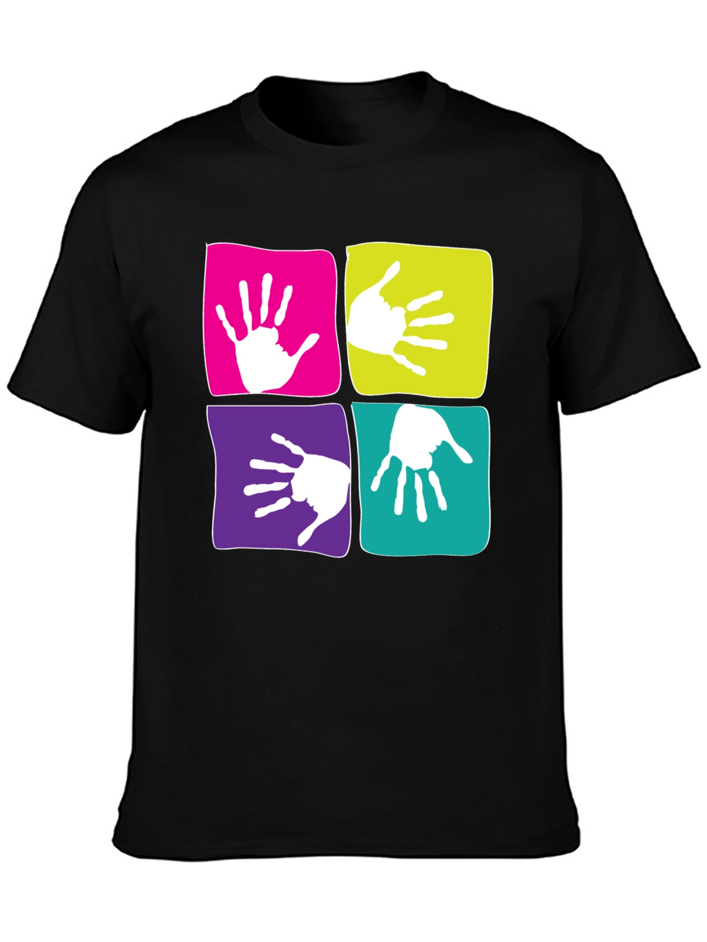 Funky Handprint Squares Graphic T-Shirt