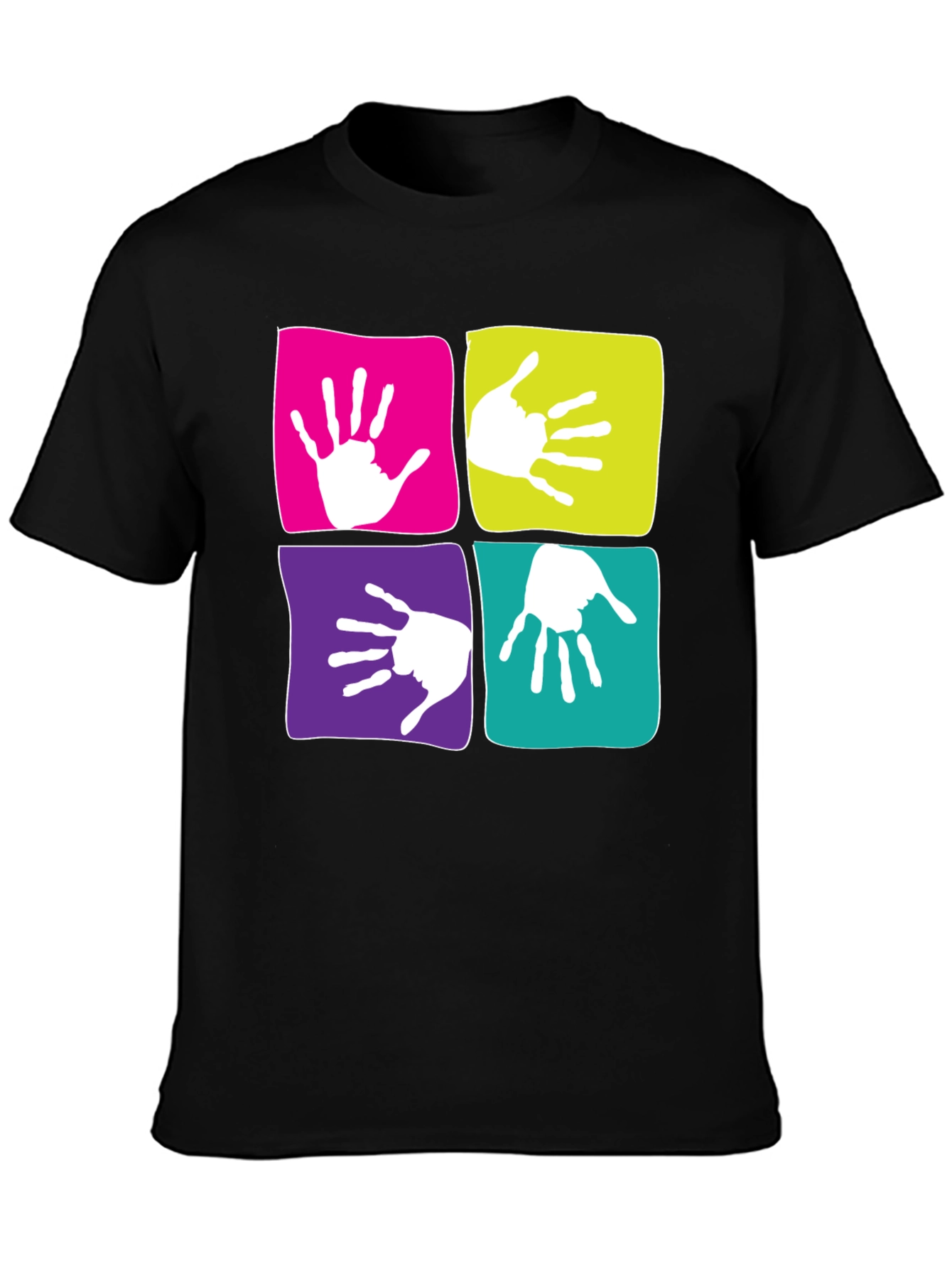 Funky Handprint Squares Graphic T-Shirt