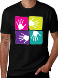Funky Handprint Squares Graphic T-Shirt