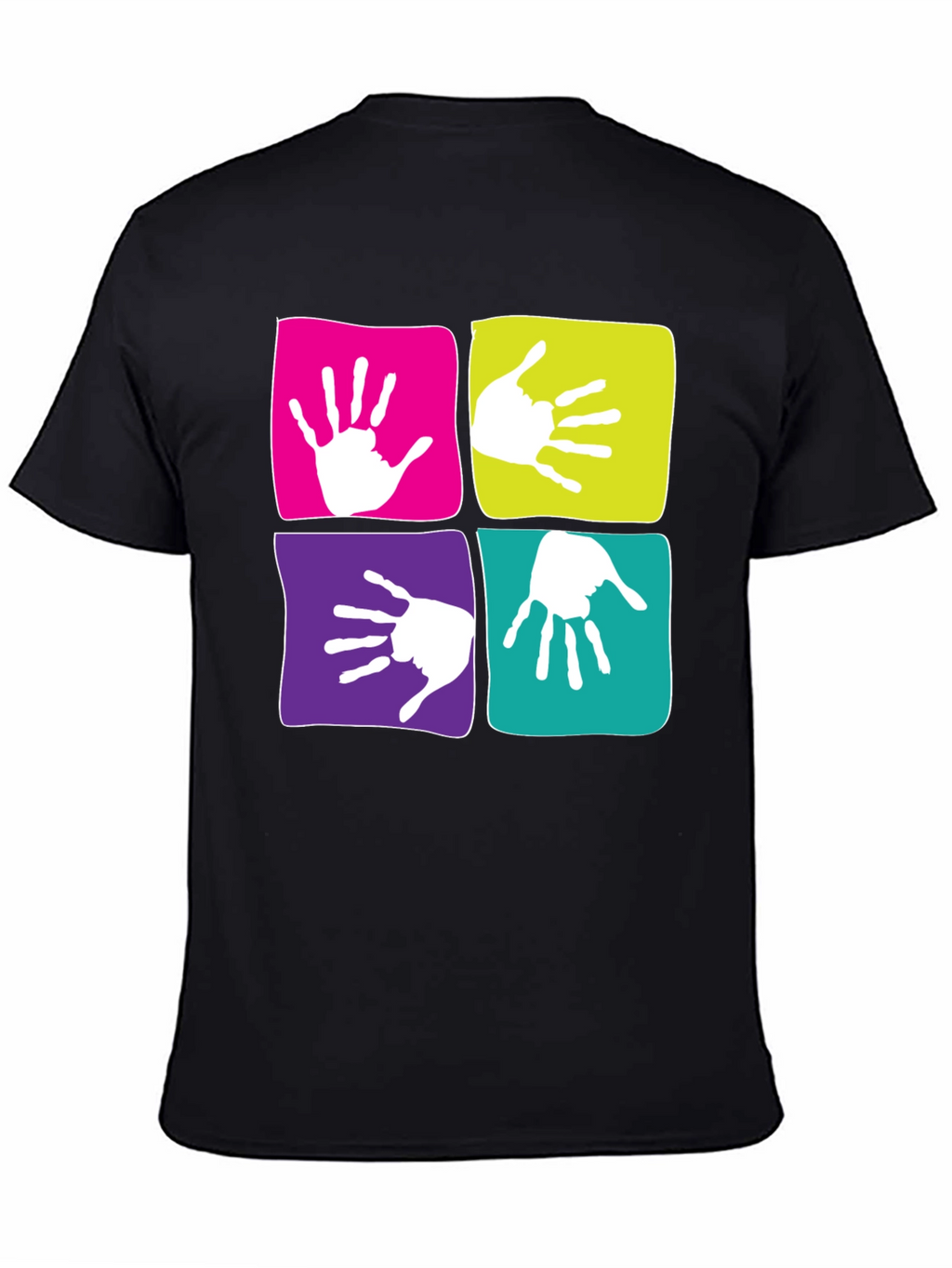 Funky Handprint Squares Graphic T-Shirt