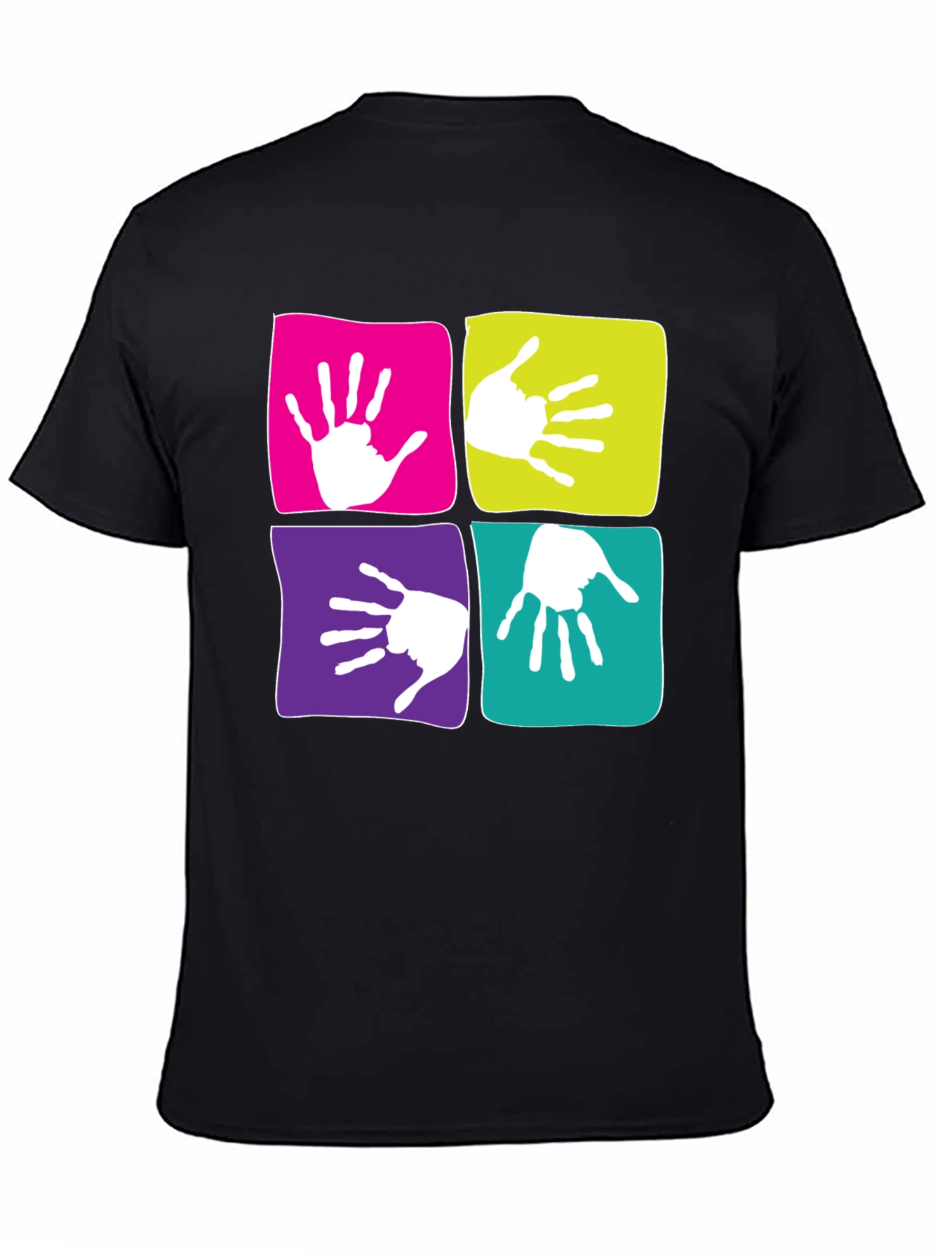 Funky Handprint Squares Graphic T-Shirt
