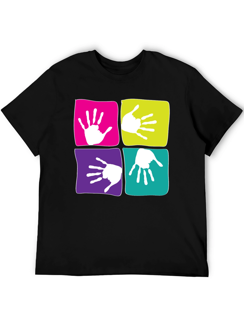 Funky Handprint Squares Graphic T-Shirt