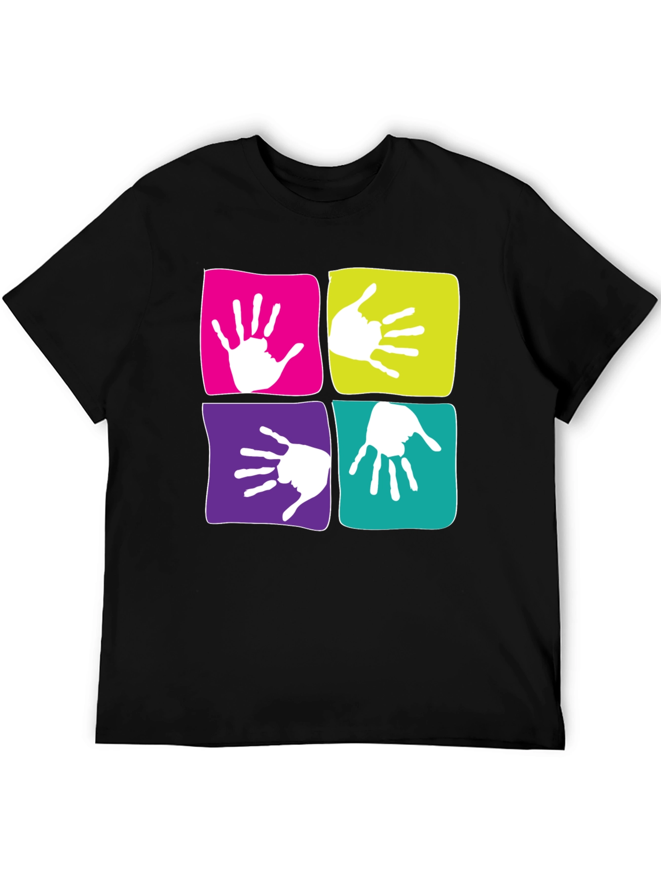 Funky Handprint Squares Graphic T-Shirt
