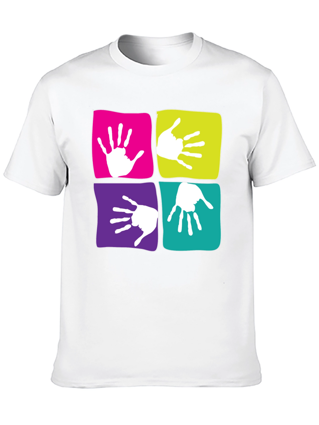 Funky Handprint Squares Graphic T-Shirt