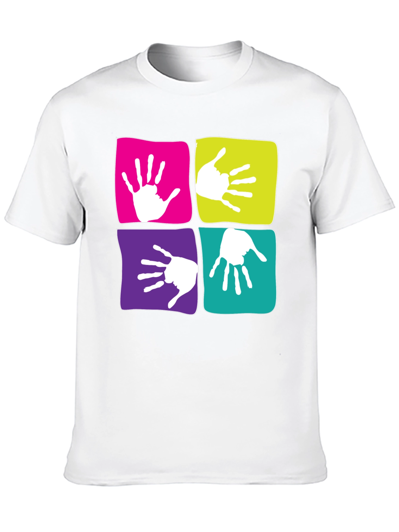 Funky Handprint Squares Graphic T-Shirt