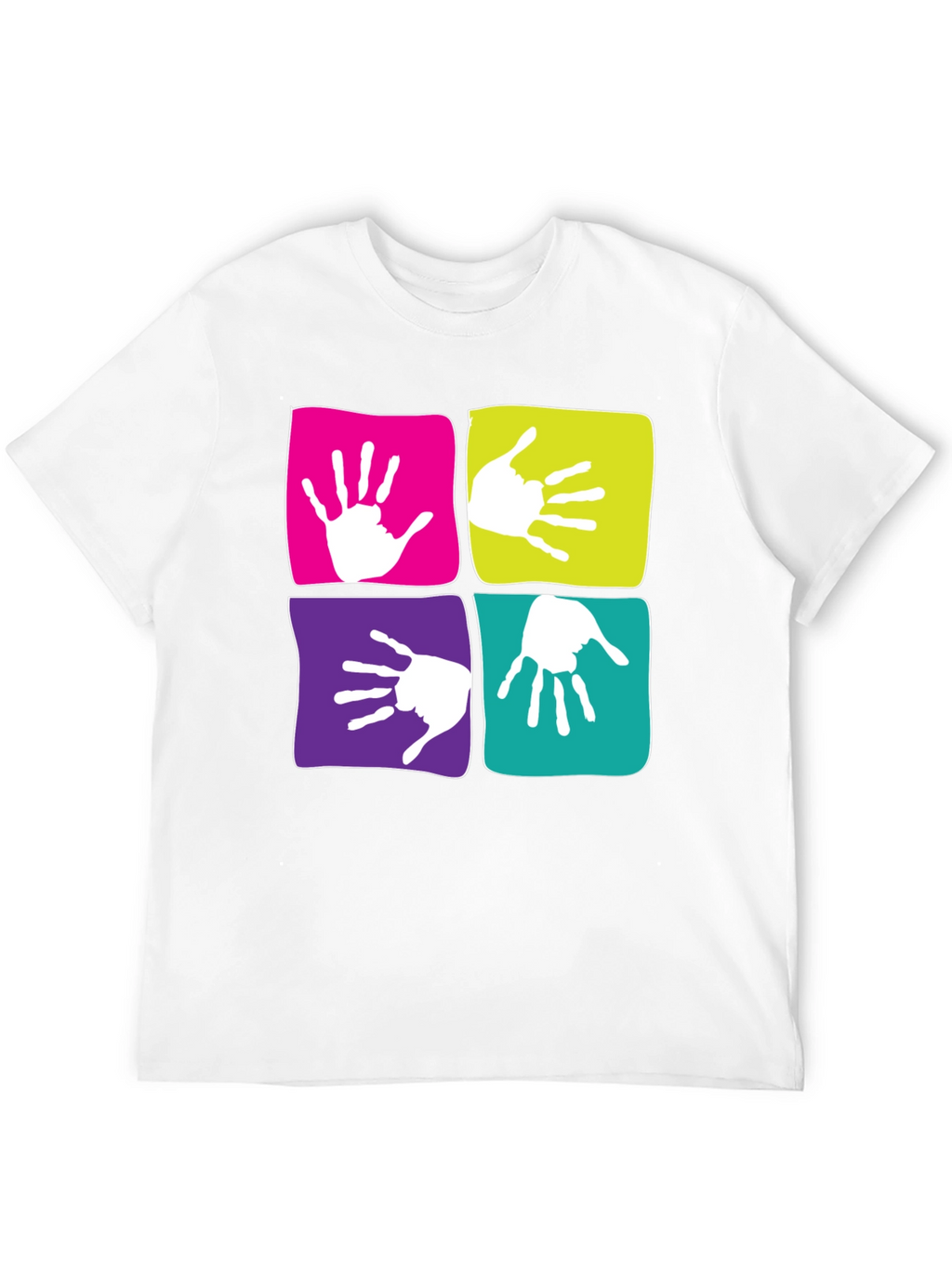 Funky Handprint Squares Graphic T-Shirt