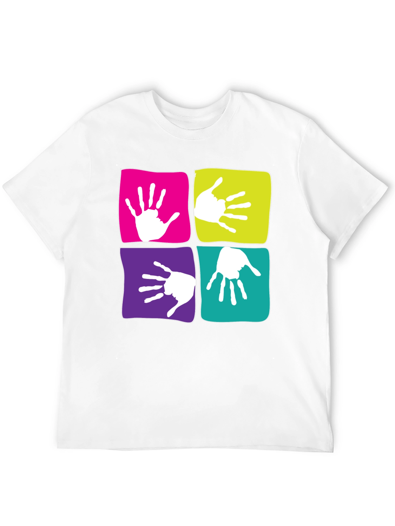 Funky Handprint Squares Graphic T-Shirt