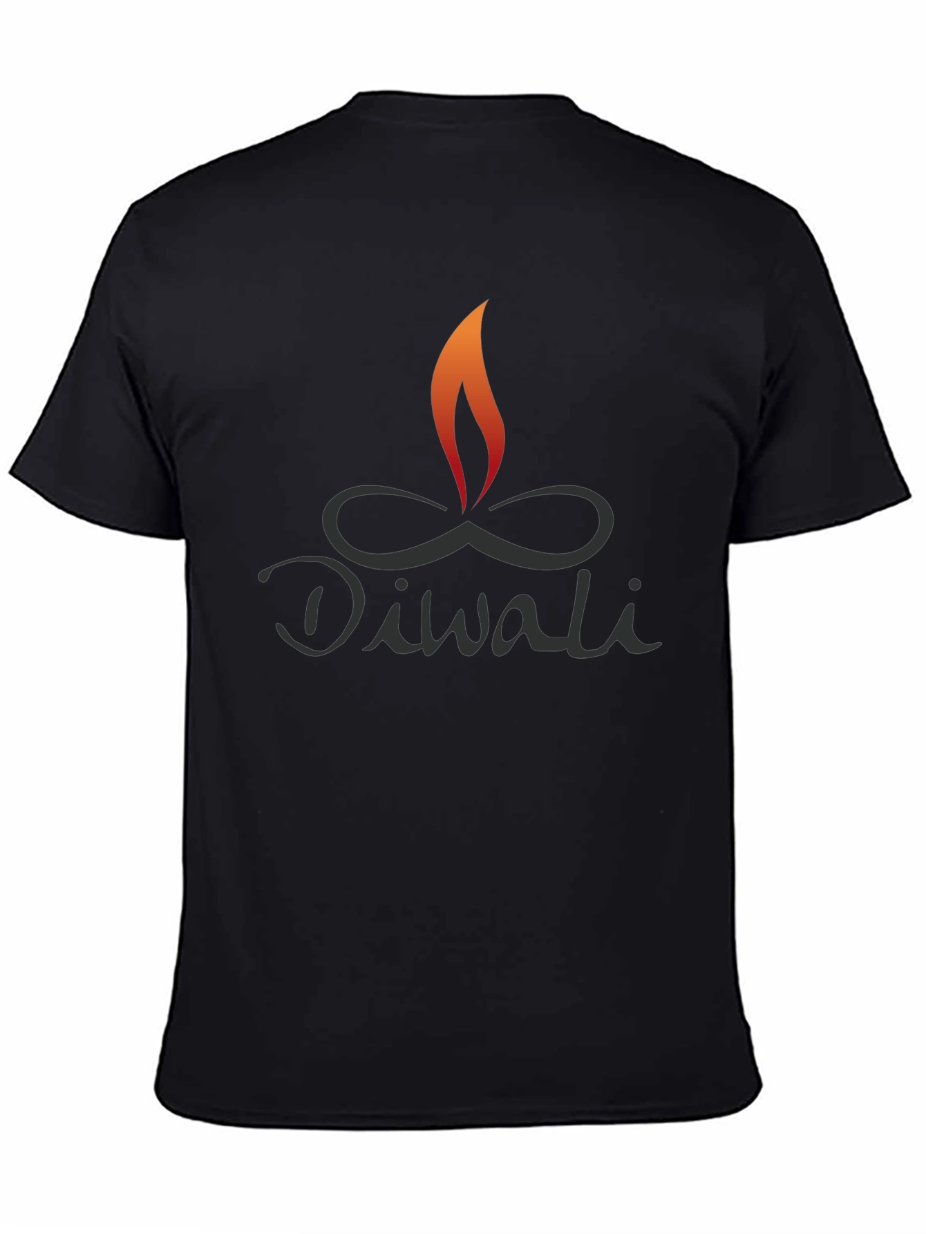 Diwali Flame Graphic Tee - Black Cotton Blend Shirt